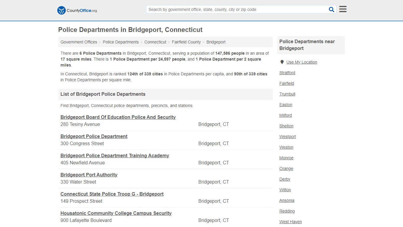 Police Departments - Bridgeport, CT (Arrest Records & Police Logs)